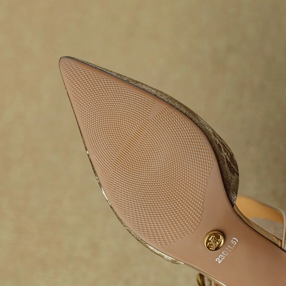 JOCHEBED HU Women's Thin Leather Pointed-Toe Pumps – Medium Heel - Image 6