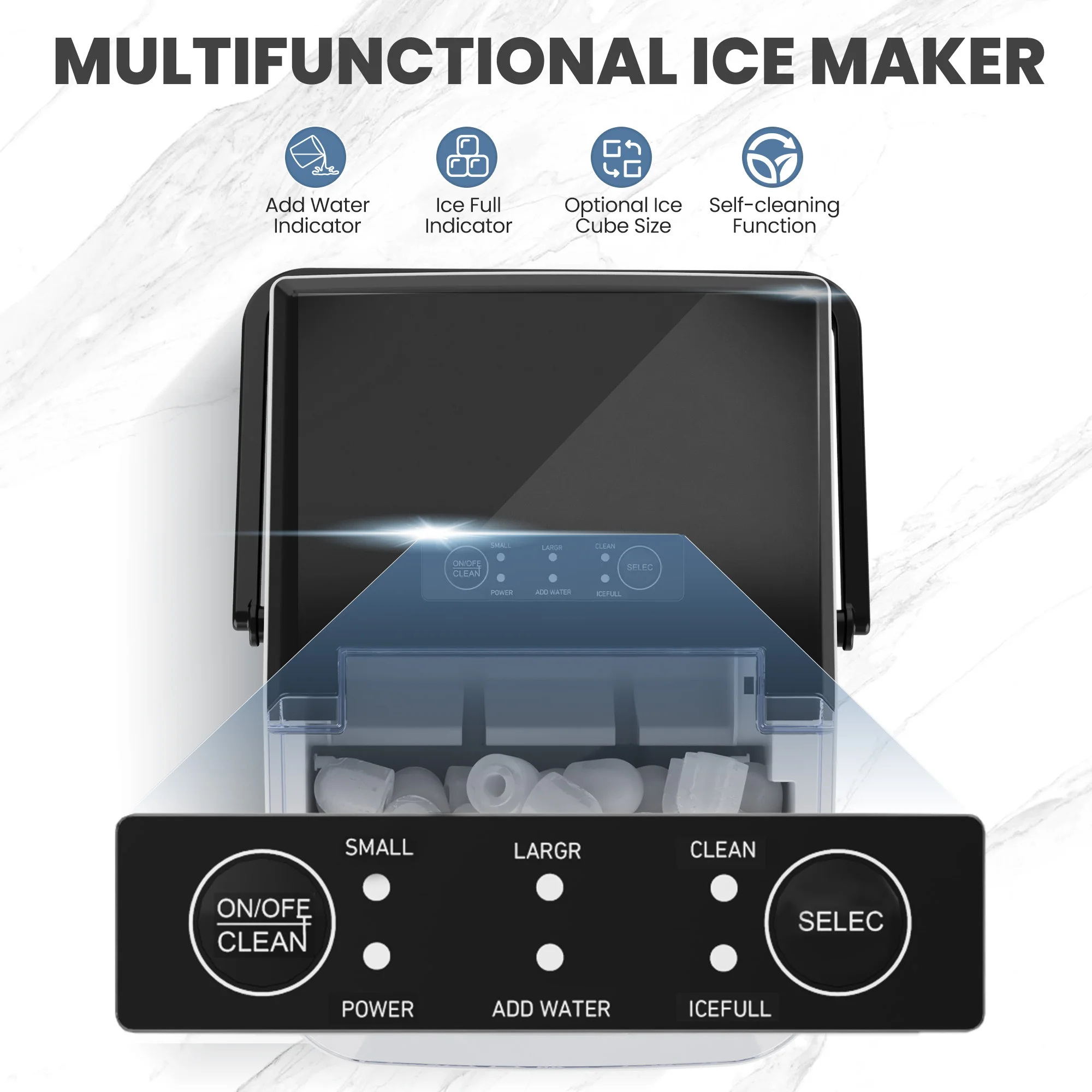 Portable Countertop Ice Maker – 9 Bullet Cubes, Self‑Cleaning, 1.5L - Image 2