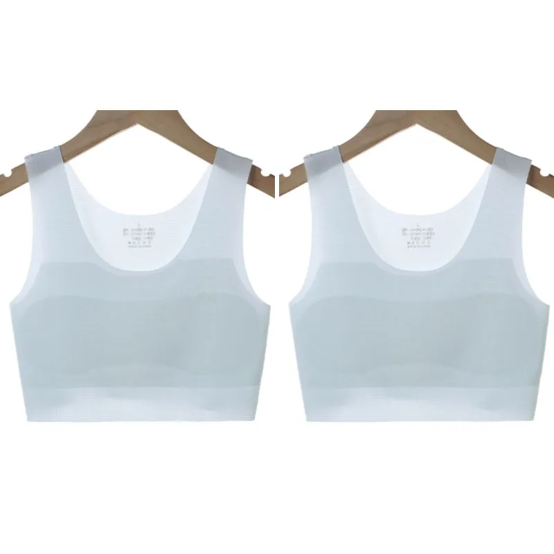 Girl's 2pc Solid Color Bra Set, Seamless Teen Developmental Vest - Image 12