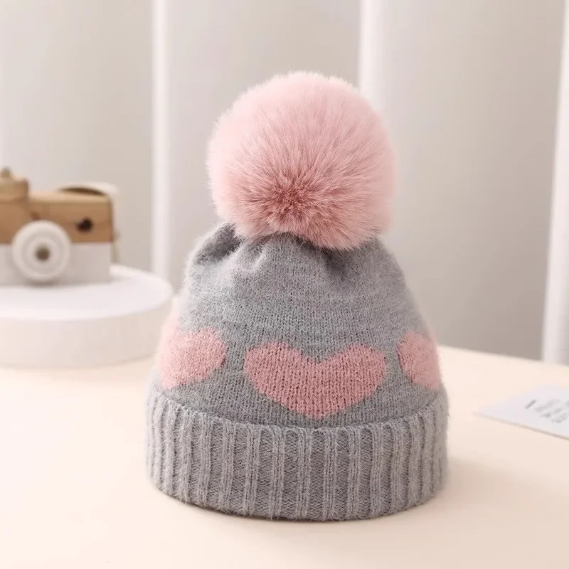 Polyester Pom-Pom Knit Baby Beanie – Unisex 1-3 Years, Cozy Winter Hat - Image 8