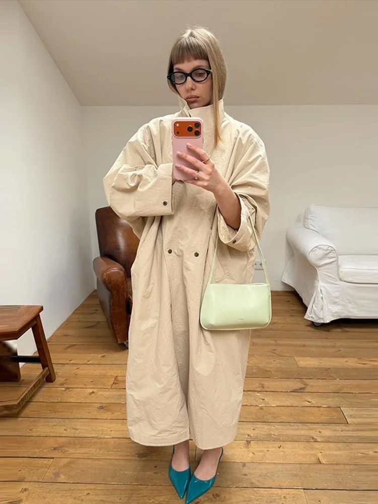 Women's Oversized Stand Collar Trench Coat - view 4