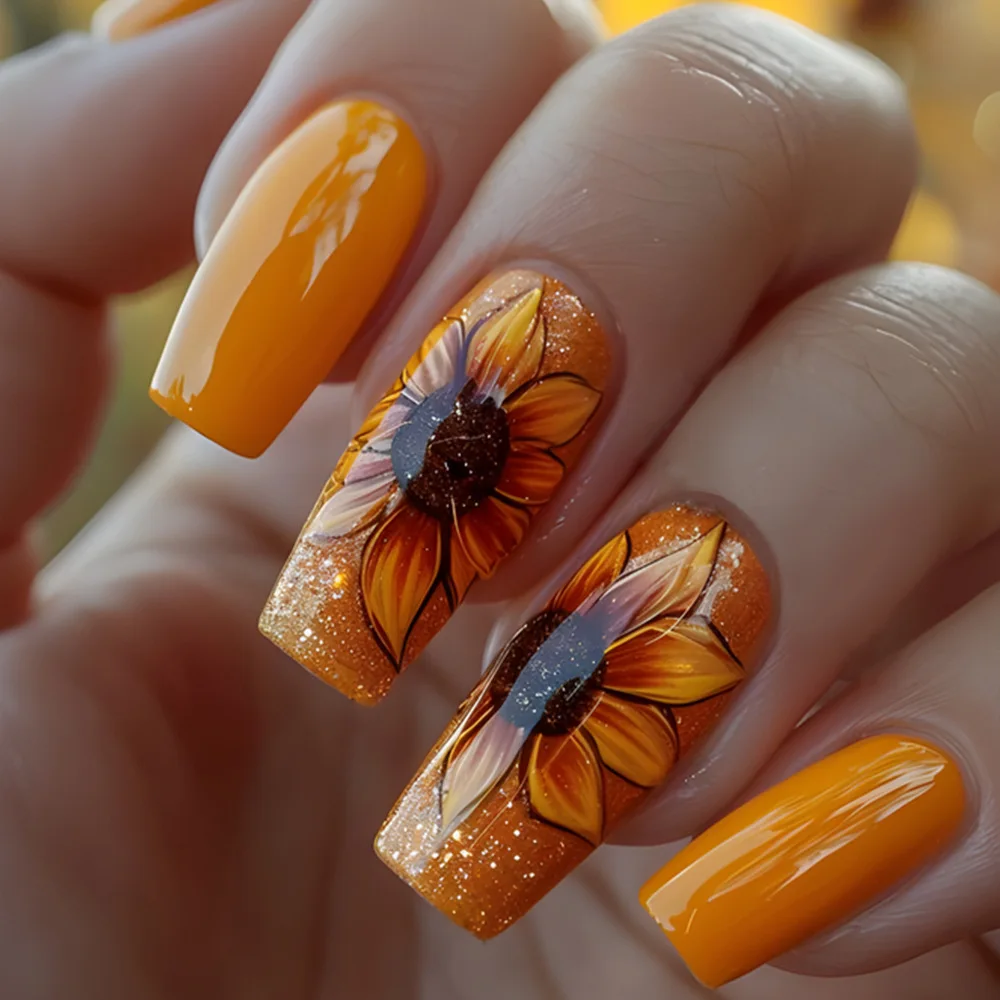 24-Piece Medium-Long Reusable ABS Press-On Nails – Floral & Butterfly Design - Image 8