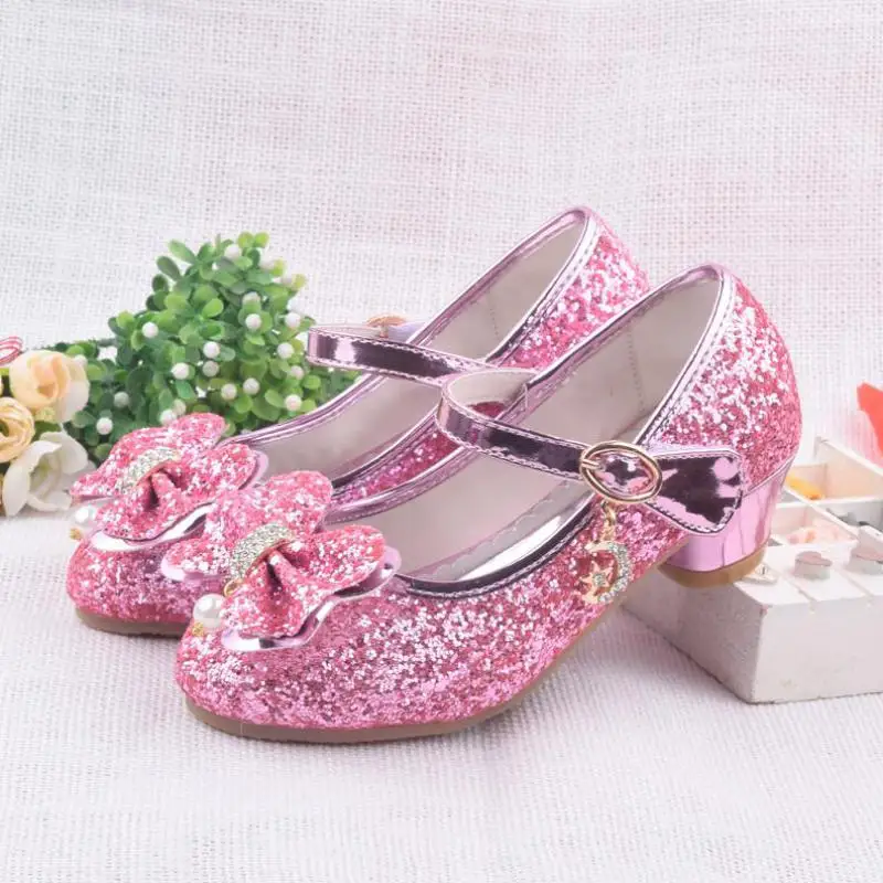 Spring Children Shoes Girls High Heel Princess Dance Sandals Kids Shoes Glitter Leather Fashion Girls Party Dress Wedding Shoes - Image 4