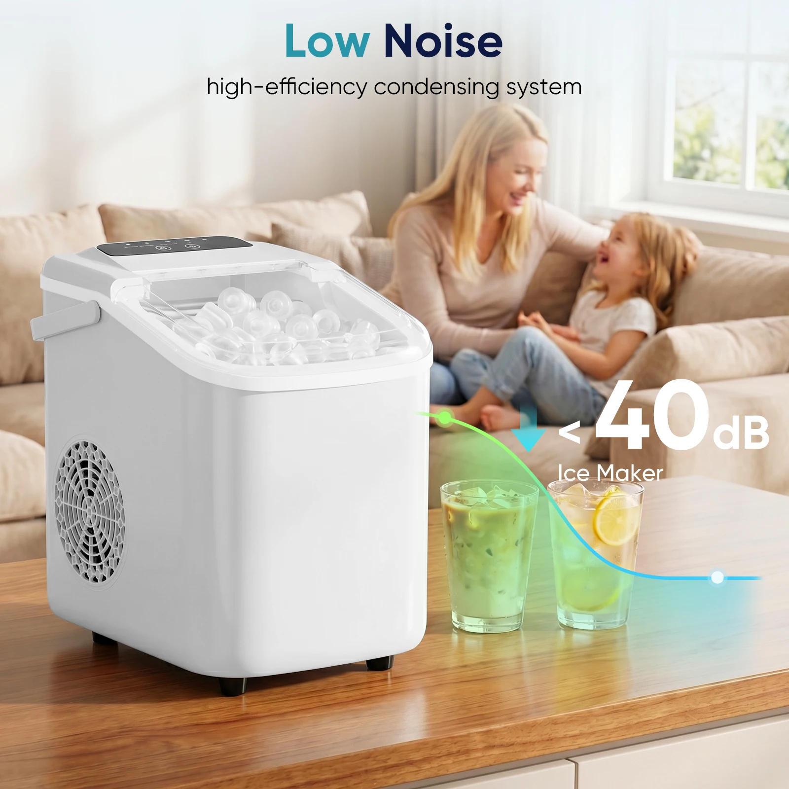 Countertop Ice Maker – 9 Bullet Cubes in 6 min, 26 lb/day, Handle - Image 8