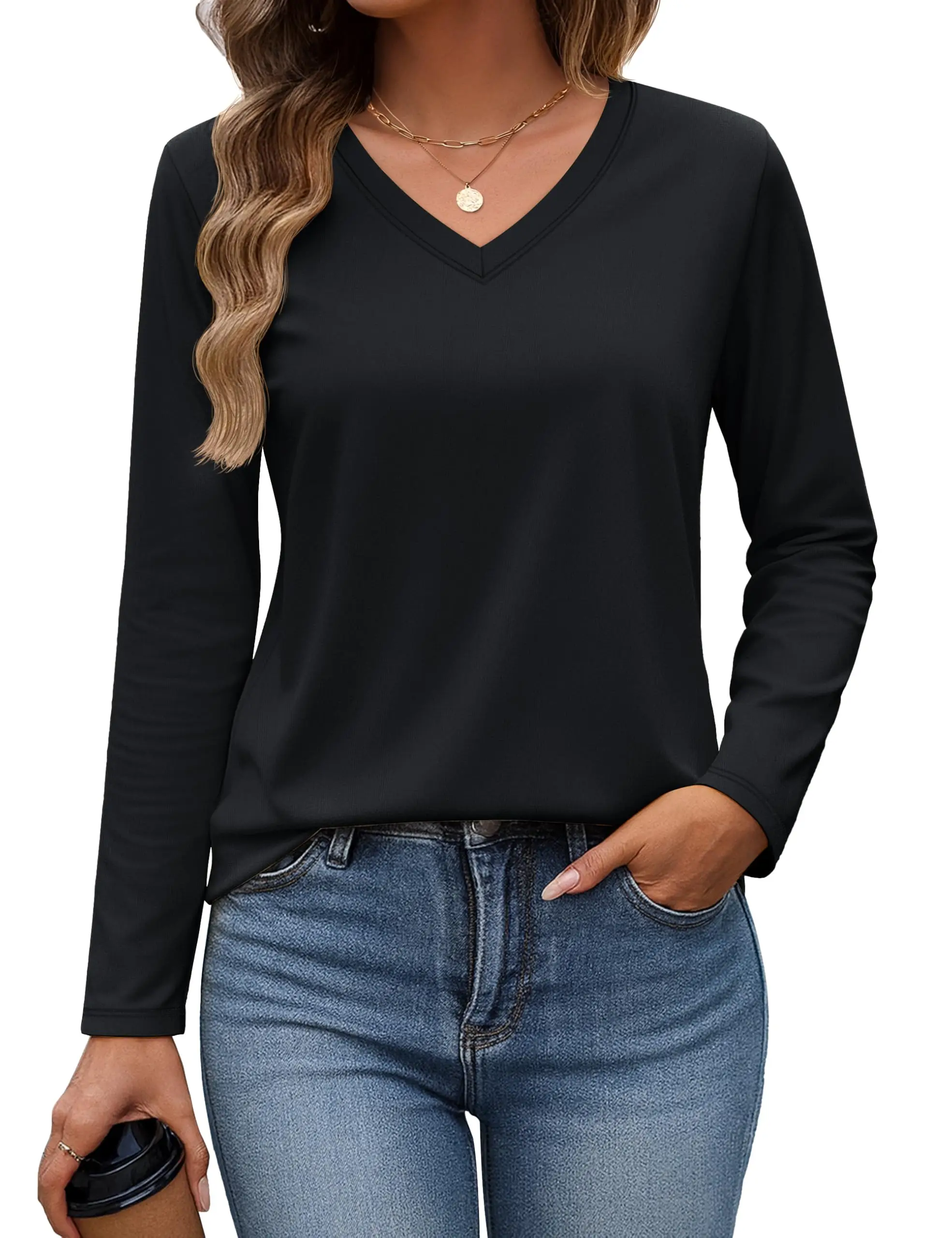 TACVASEN Women's V-Neck Long Sleeve Tee - view 22