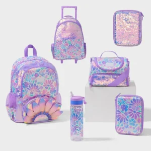 Cartoon PU/Canvas Large Backpack 42×30 cm – Unisex for School Kids