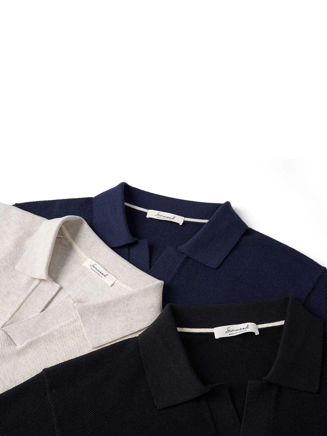 SIMWOOD Men's Knitted Polo Shirt - Breathable Cotton Blend - Image 2