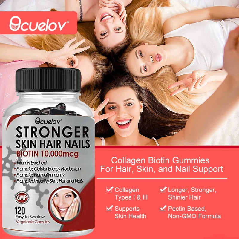 High-Potency 10,000 mcg Biotin Capsules with Collagen & Keratin – Supports Hair, Skin & Nails - Image 2