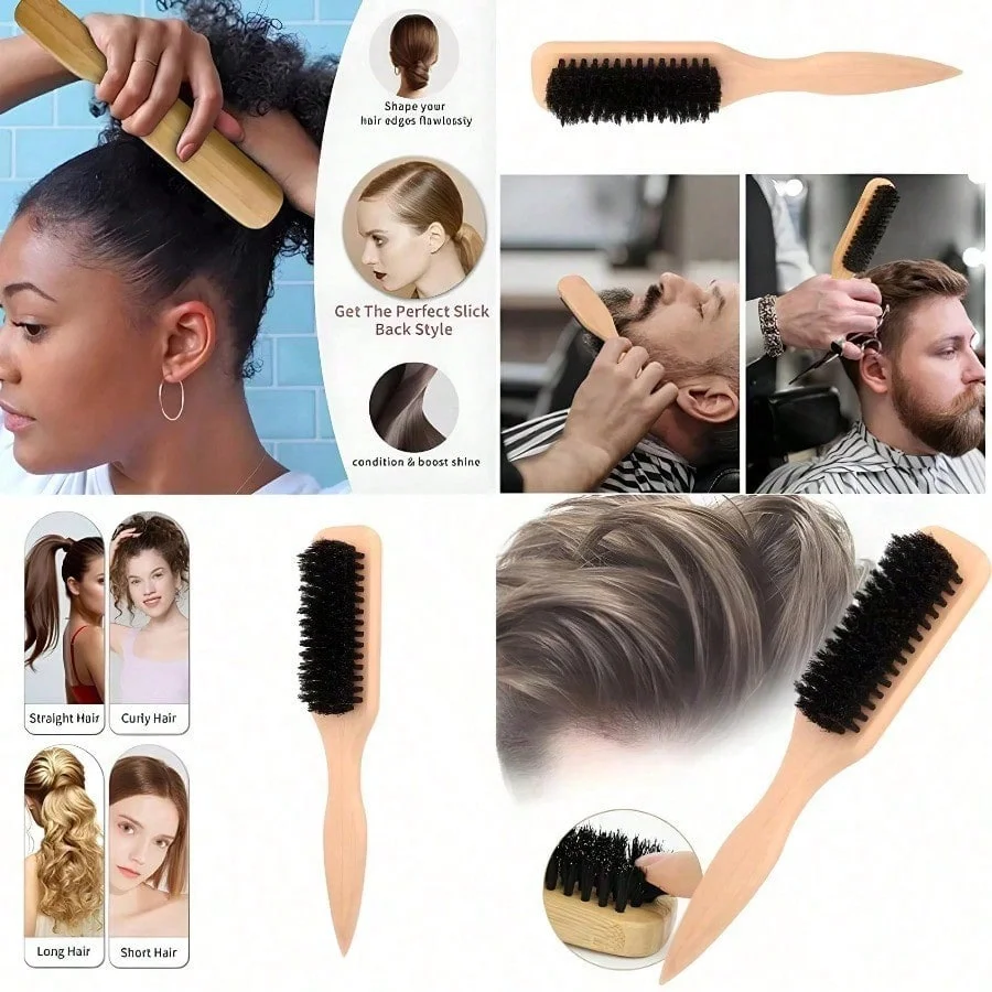 Professional Wood‑Handle Hair Brush with Stiff Bristles Fragrance‑Free - Image 5