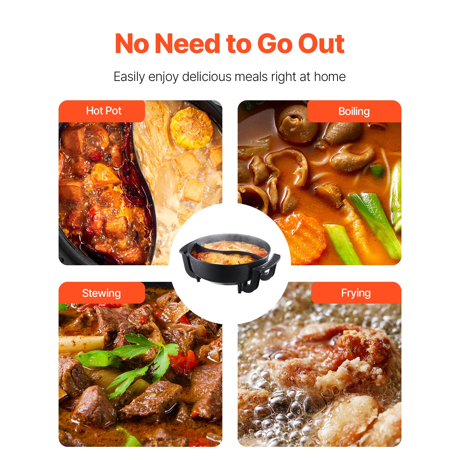 SucceBuy 5L Dual‑Flavor Electric Hot Pot with Non‑Stick Cast Aluminum, Glass Lid & Stepless Temp Control - Image 4