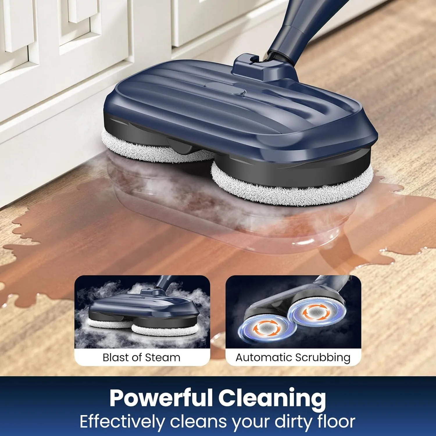Vastorm VM6 1300W Steam Mop with Rotating Pads, LED Light, 330ml Tank - Image 4