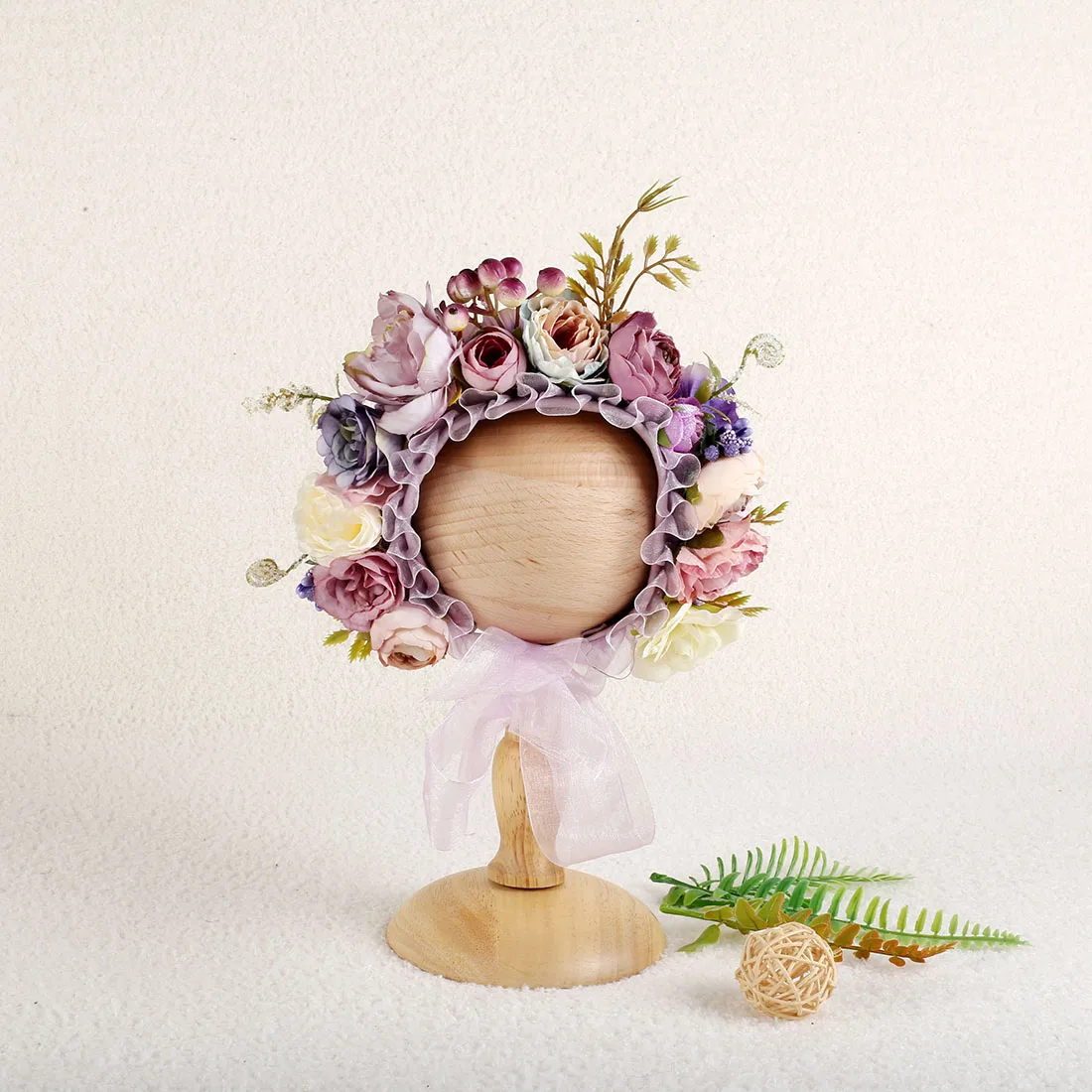Floral Baby Bonnet – Cute Polyester & Wool – Vintage Newborn Hat - Image 32