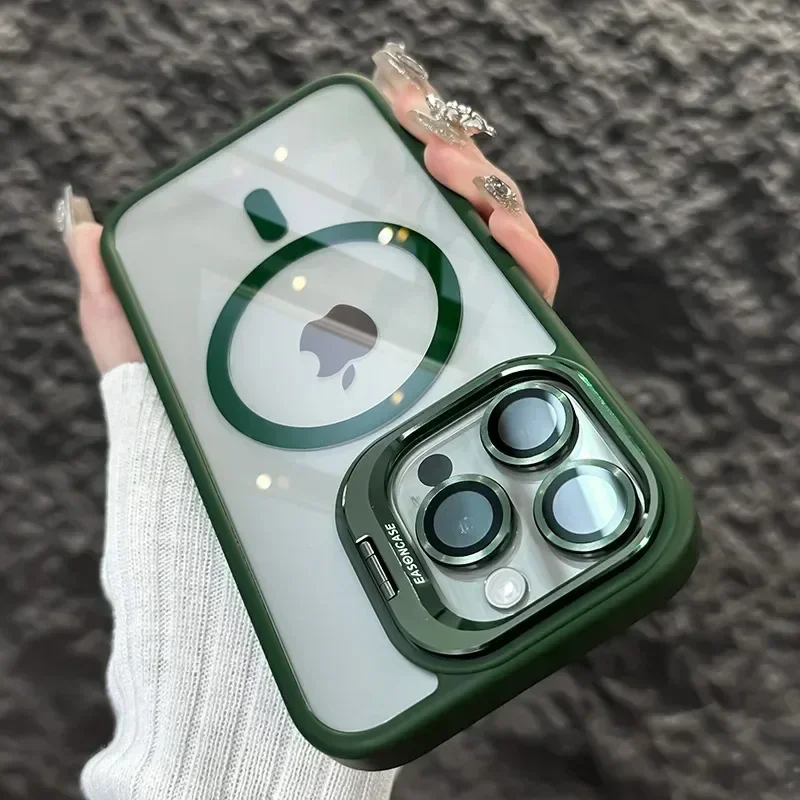 Magnetic Shockproof Transparent iPhone Case with MagSafe Stand - Image 11