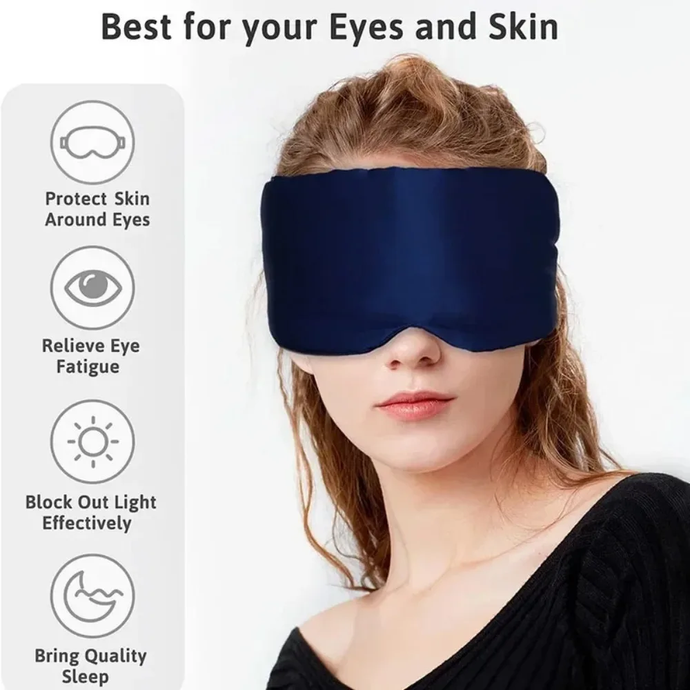 Mulberry Silk Light-Blocking Sleep Mask, Adjustable Velcro & Nose Wing - Image 3