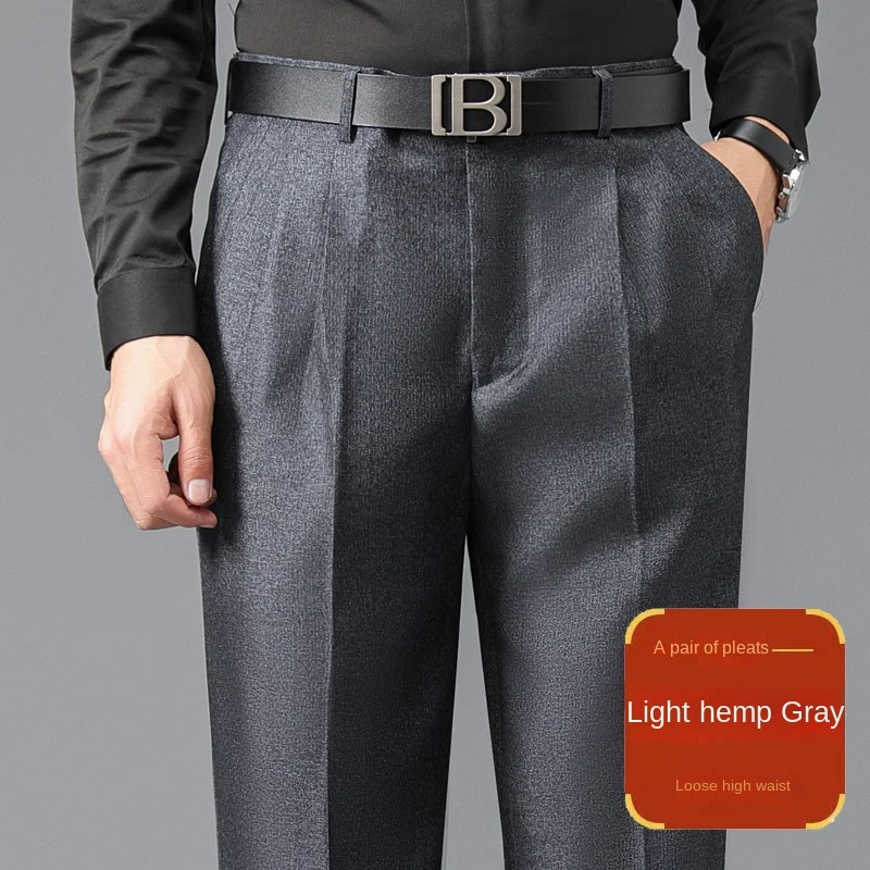 Men's Double Pleated Polyester Business Pants - Image 2