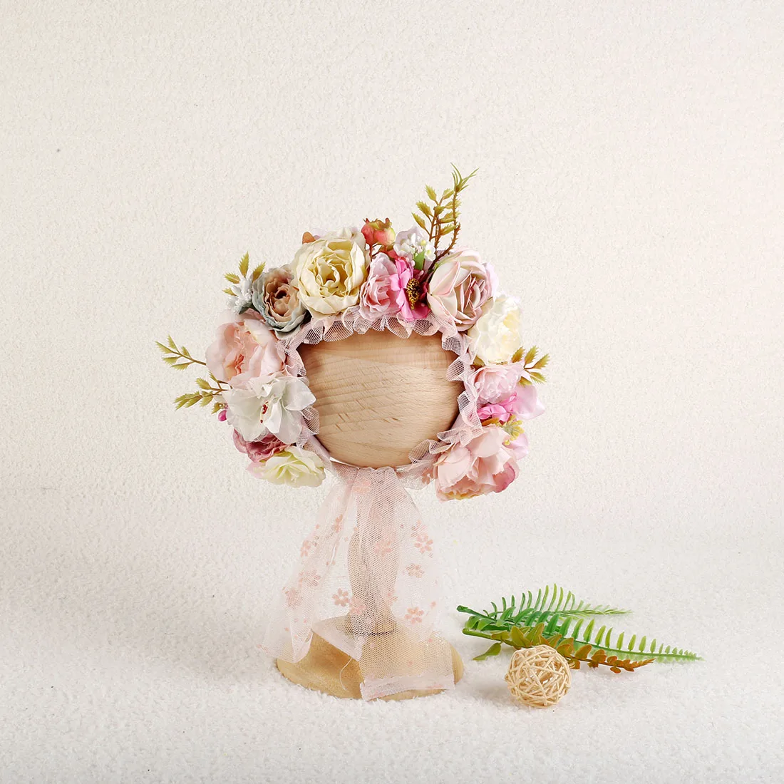 Floral Baby Bonnet – Cute Polyester & Wool – Vintage Newborn Hat - Image 33