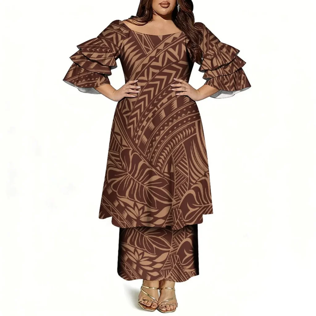Women's Off-Shoulder Puletasi Two-Piece Dress