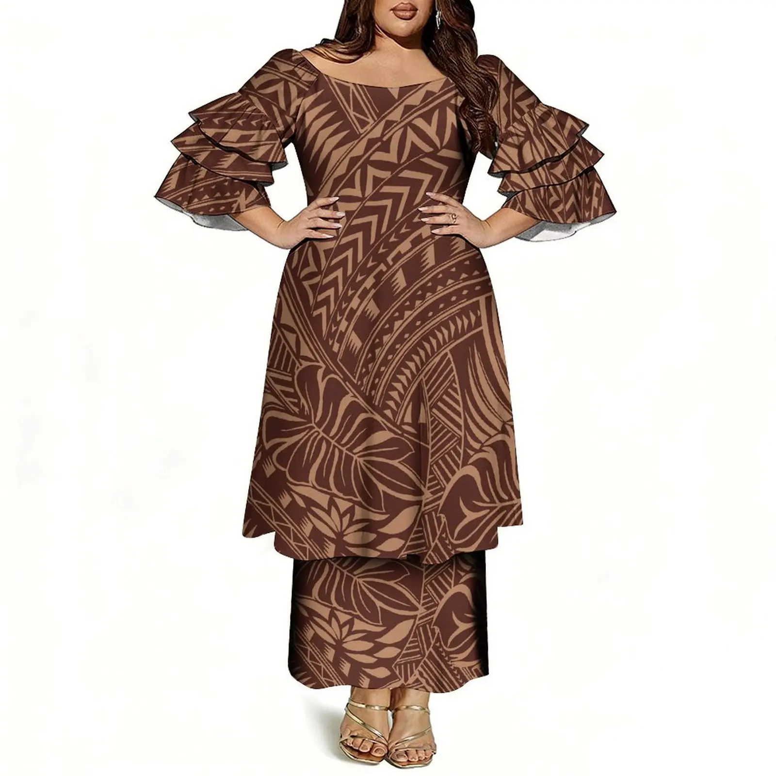 Women's Off-Shoulder Puletasi Two-Piece Dress