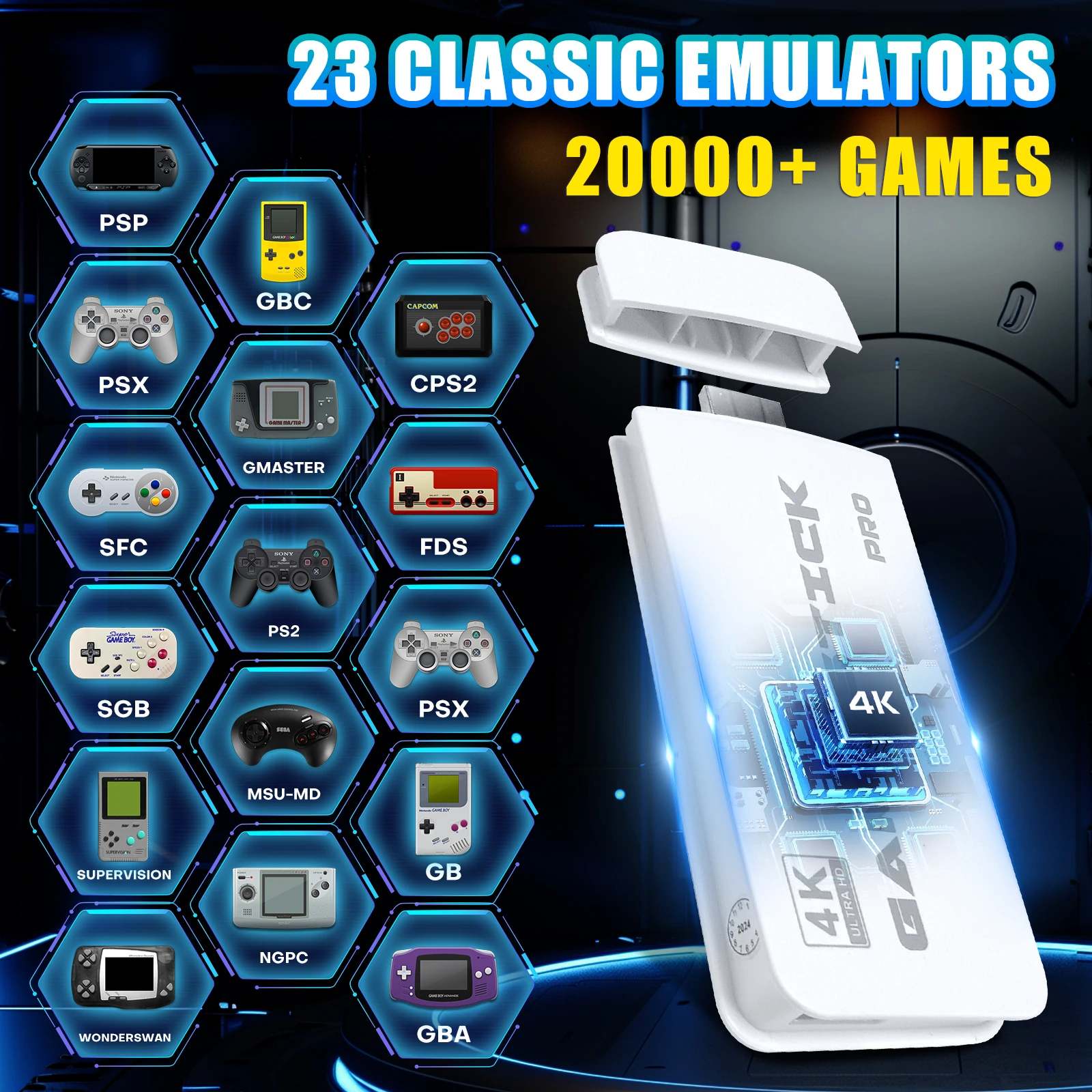 M15 Retro Gaming Console Stick – 20,000+ Games, 4K HDMI, Dual Wireless Controllers - Image 2