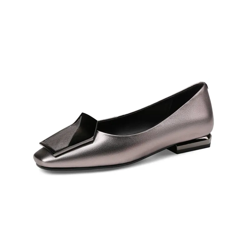 Women's Handmade Genuine Cow Leather Square-Toe Low Heel Pumps - Image 10