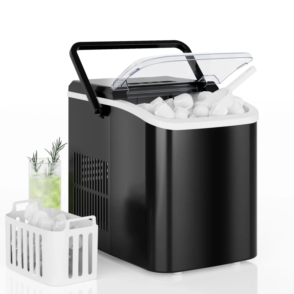 Portable Countertop Ice Maker – 9 Bullet Cubes, Self‑Cleaning, 1.5L