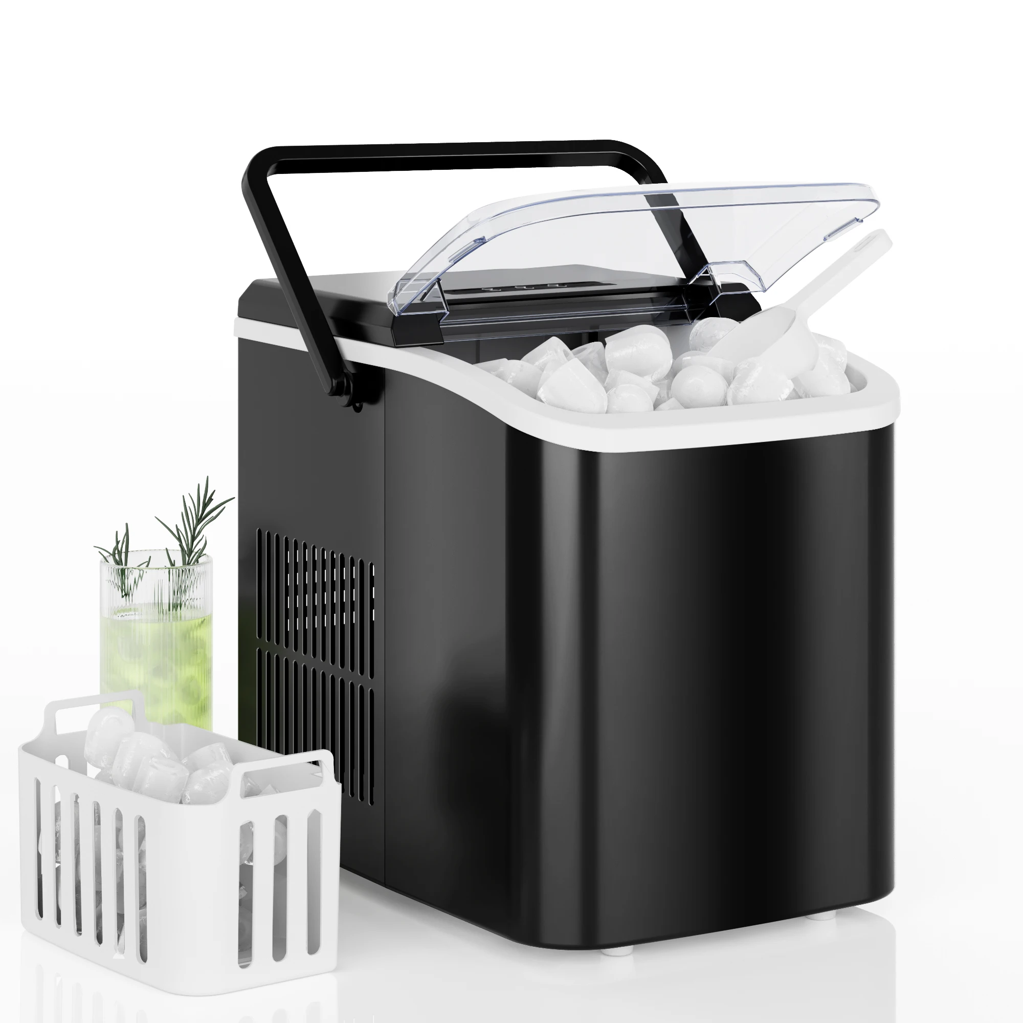 Portable Countertop Ice Maker – 9 Bullet Cubes, Self‑Cleaning, 1.5L
