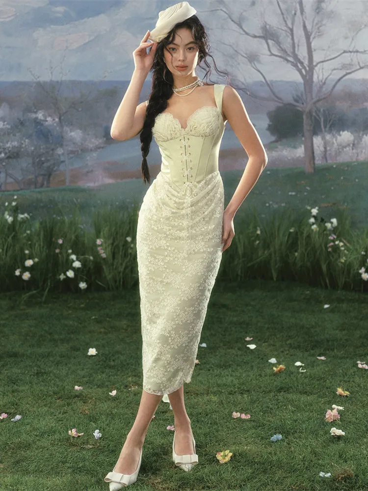 Women's Strapless Satin Lace Party Dress - view 4
