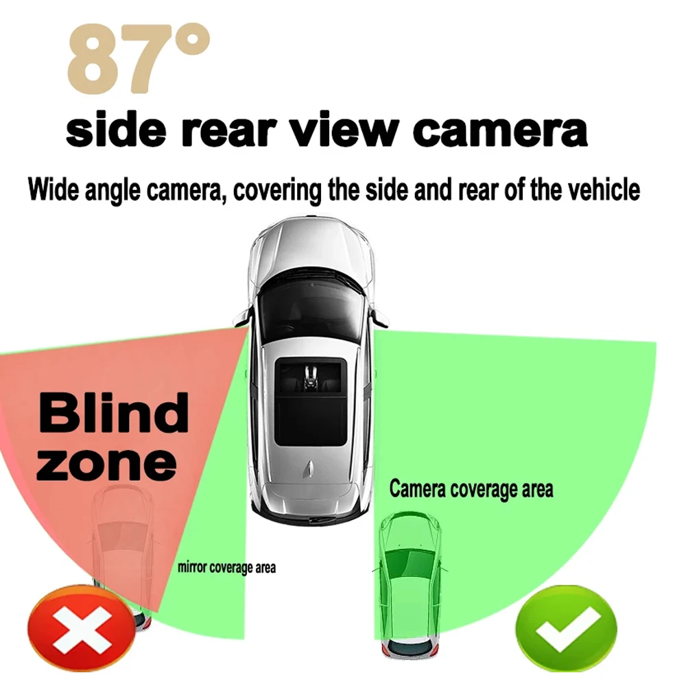 Carsanbo Car Door Side View Camera Night Vision HD Image Left Right Side Blind Spot Camera Tape Mounting for Sedan Pickup Truck - Image 3