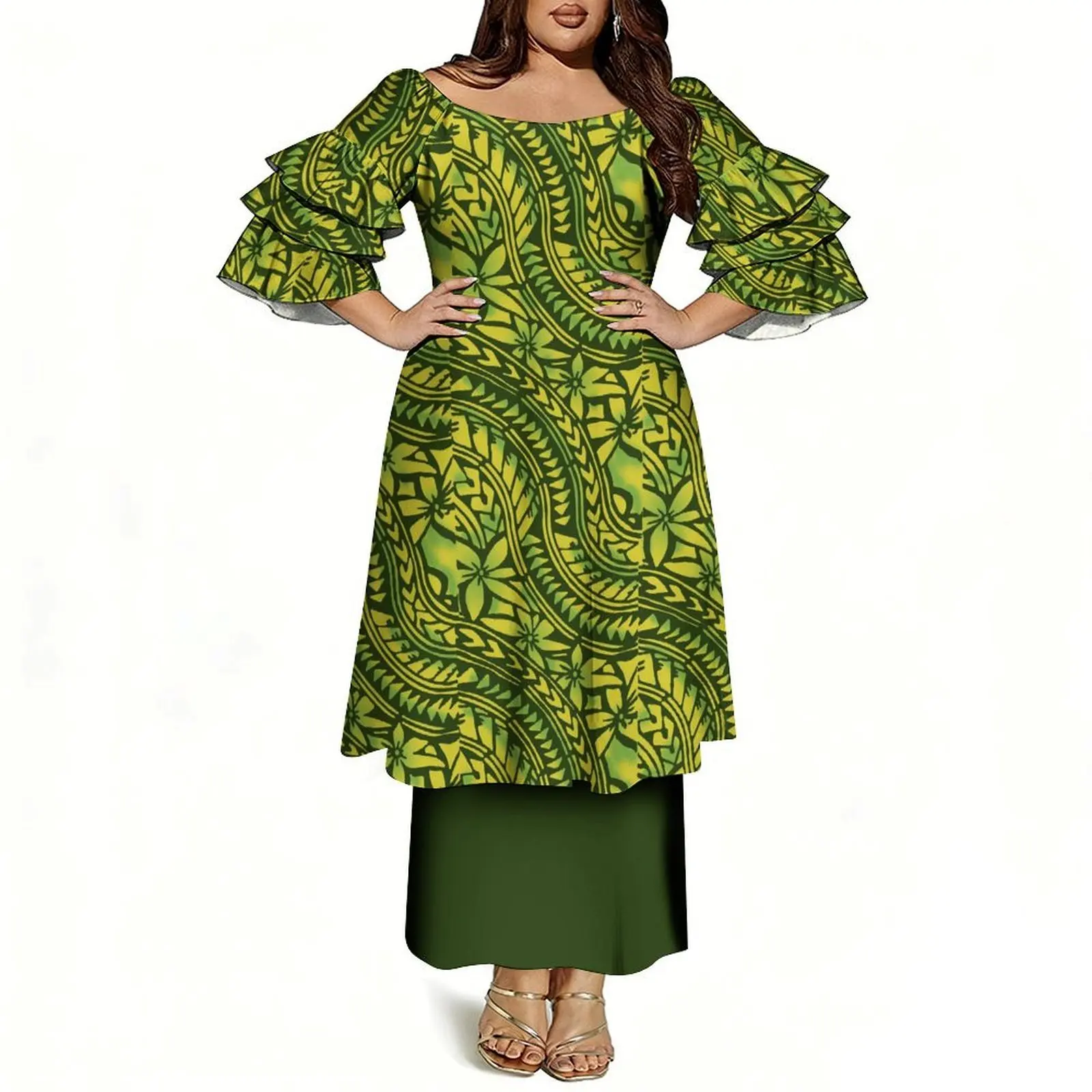 Women's Off-Shoulder Puletasi Two-Piece Dress - view 19