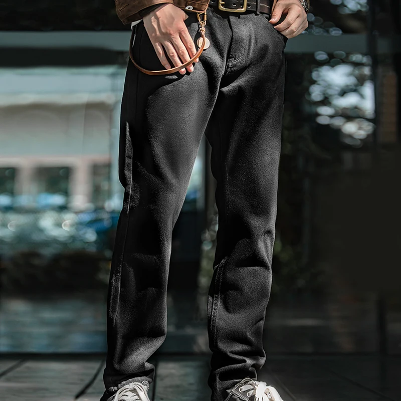 Men's Vintage Black 12.8oz Straight Denim Jeans - Image 4