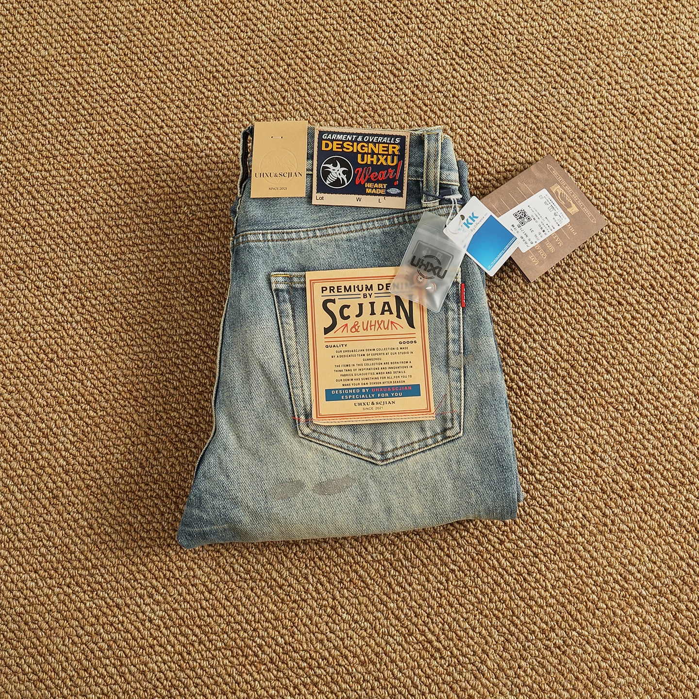 2025 Autumn New American Retro Heavyweight Ripped Denim Men's Fashion 100% Cotton Washed Old Straight Tapered Casual Jeans - Image 6