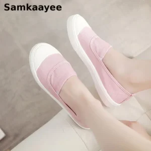 Women's Canvas Slip-On Loafer with EVA Insole – Korean Style Flat