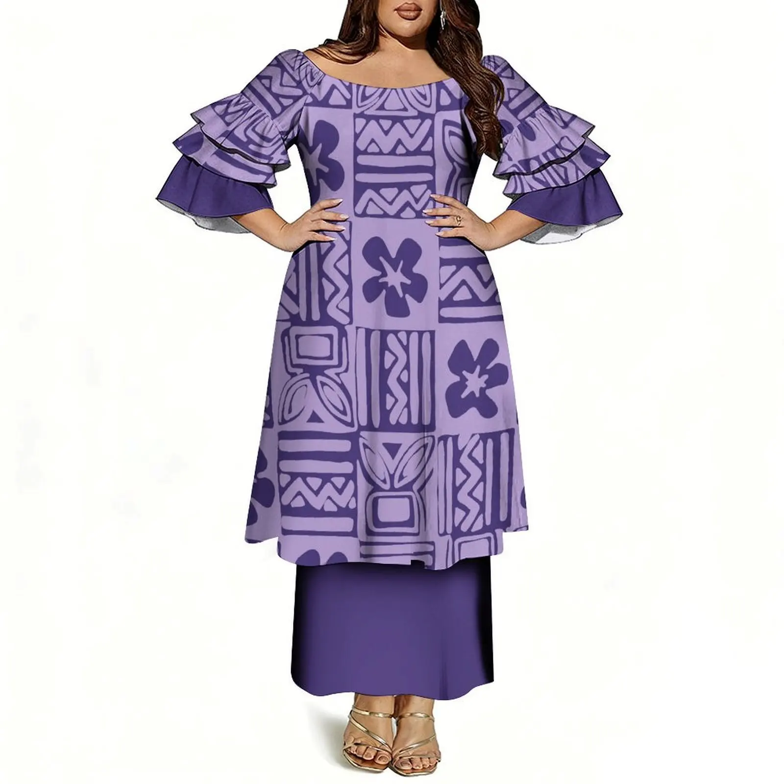 Women's Off-Shoulder Puletasi Two-Piece Dress - view 5
