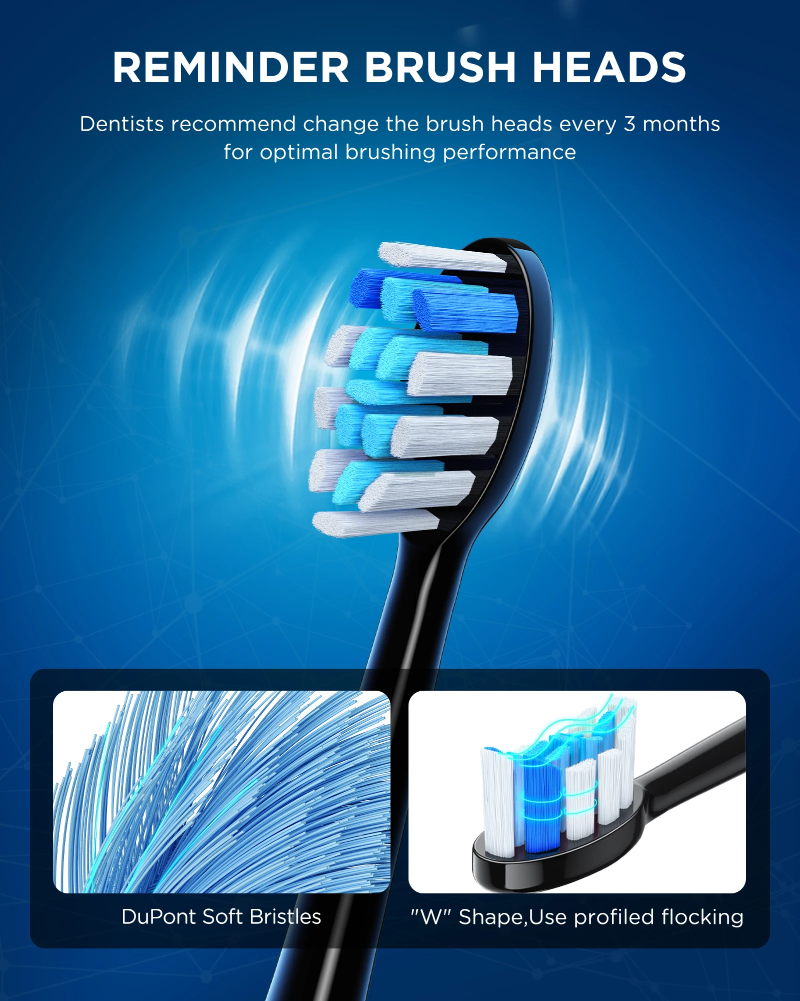 Fairywill Soft Plastic Toothbrush Heads – Compatible with P11, P80 & T9 (4‑16 pcs) - Image 2