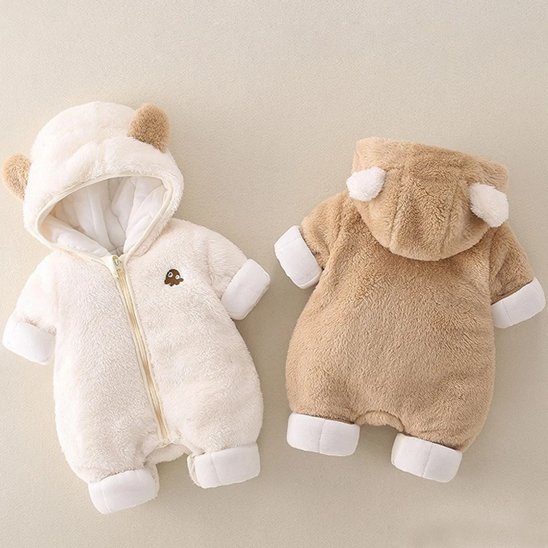AYNIGIELL Cotton Hooded Jumpsuit for Baby, 0-18 Months - Image 2