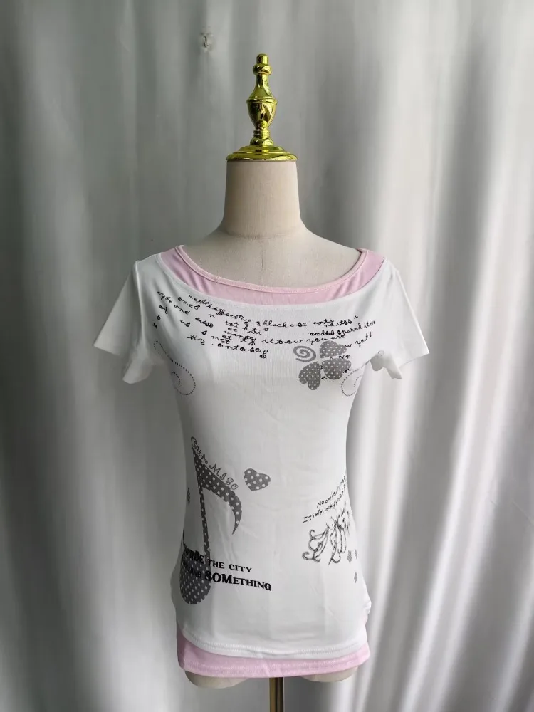 Kimutomo Women T Shirts Polka Dot Printed Short Sleeve Slim Grunge Gothic Y2k Aesthetic Harajuku Tops Ladies Fashion Casual Tee - Image 5