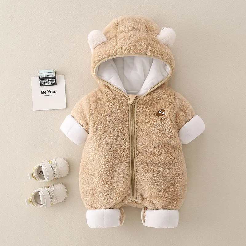 AYNIGIELL Cotton Hooded Jumpsuit for Baby, 0-18 Months - Image 4