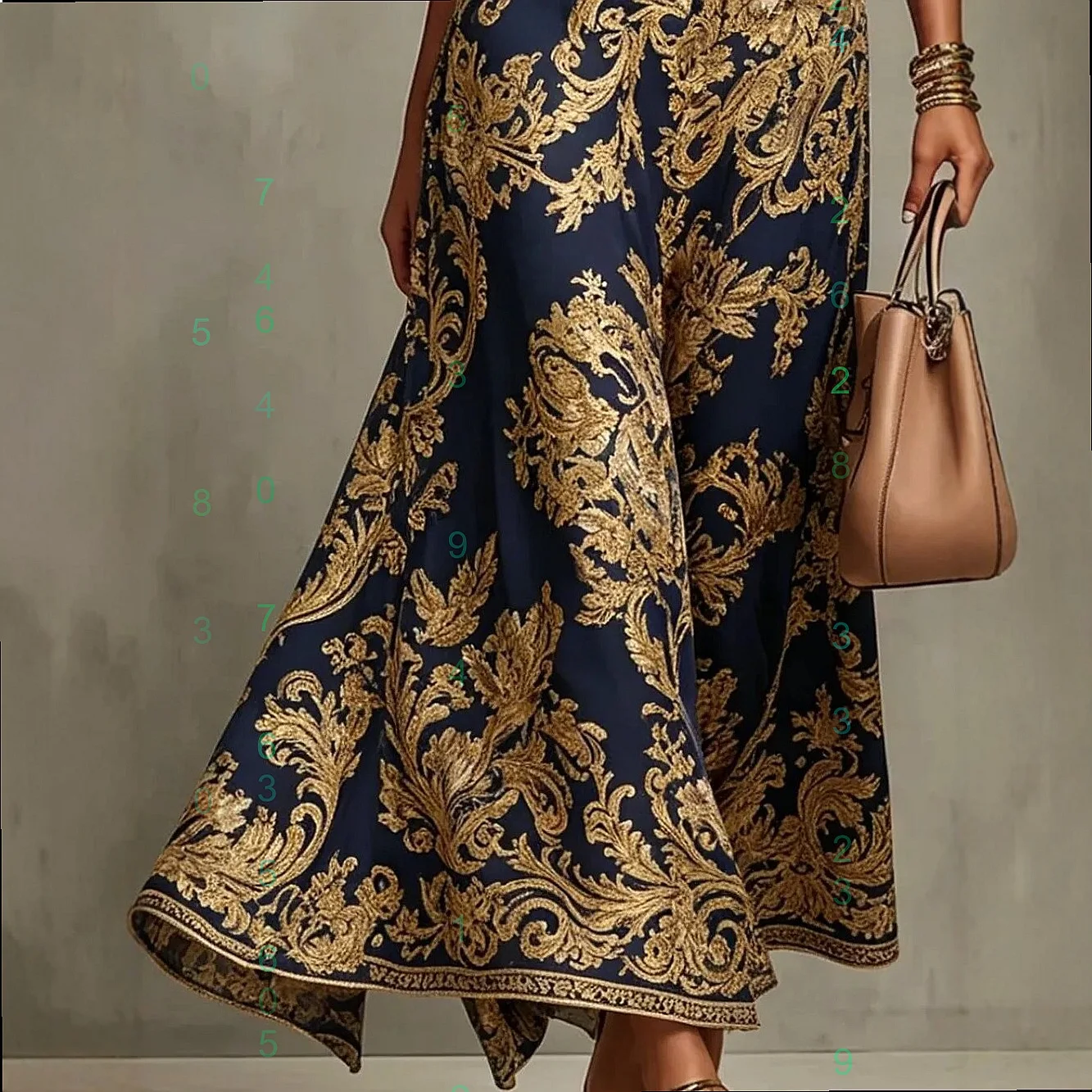 Women's Gold Embroidered Long Evening Gown - view 4