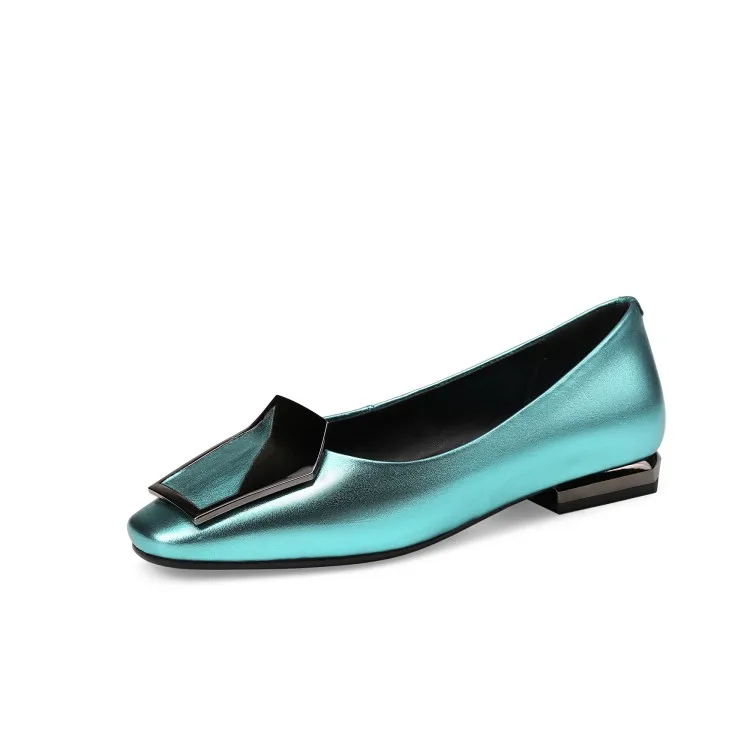 Women's Handmade Genuine Cow Leather Square-Toe Low Heel Pumps - Image 9