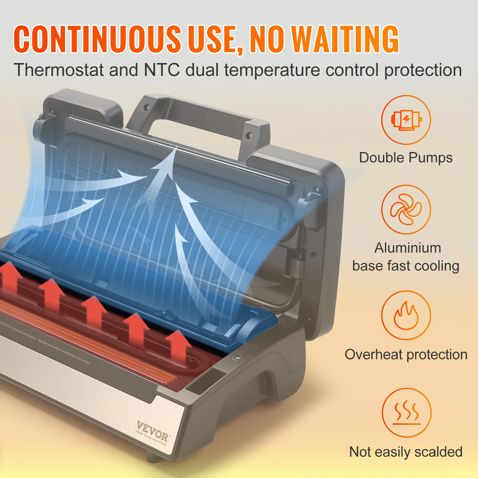 SucceBuy 130W Vacuum Sealer with 90 kPa Suction, Built‑in Cutter & Bag Roll - Image 3