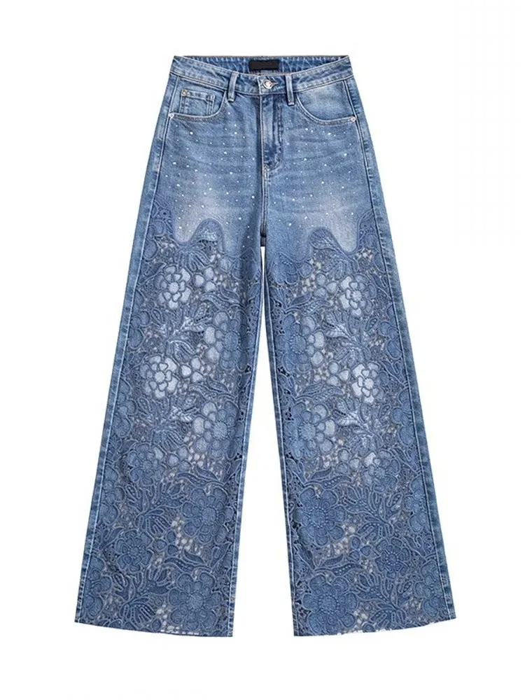 Women's Lace Embroidered Wide-Leg Jeans - view 5
