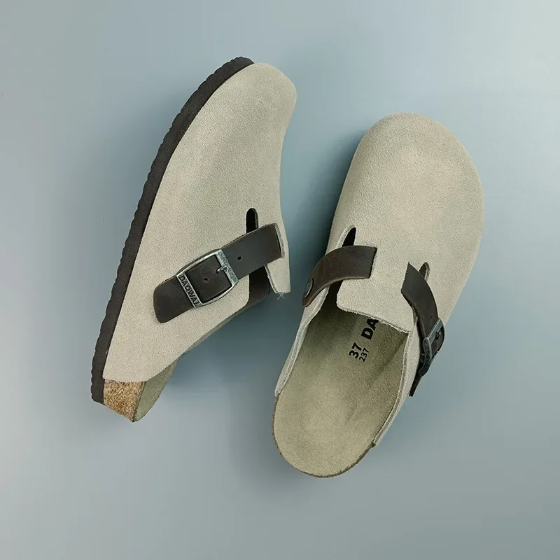 Genuine Leather Cork-Footbed Slip-On Clogs – Closed Toe, Sizes 31‑46 - Image 3