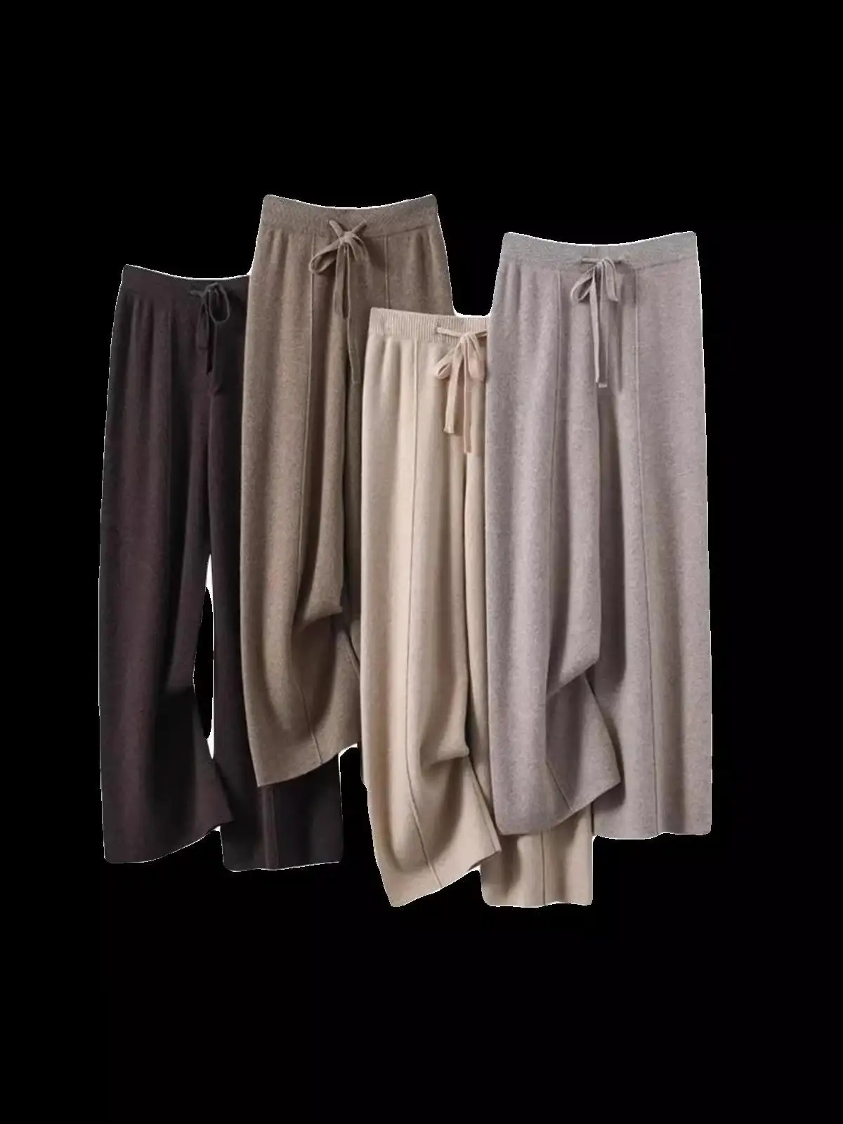 Thiened Wool Knitted Wide Leg Pants Women High Waist Draped Slim Version Floor-Length Outerwear Straight Leg Trousers - Image 5