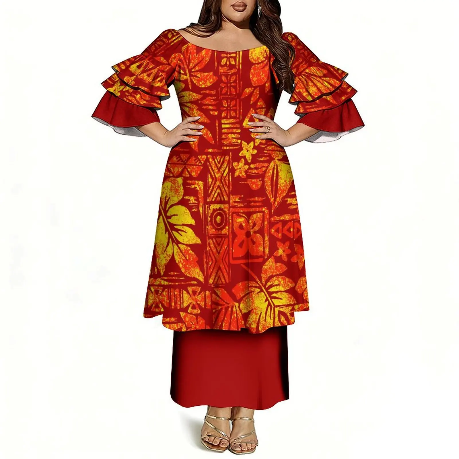 Women's Off-Shoulder Puletasi Two-Piece Dress - view 4