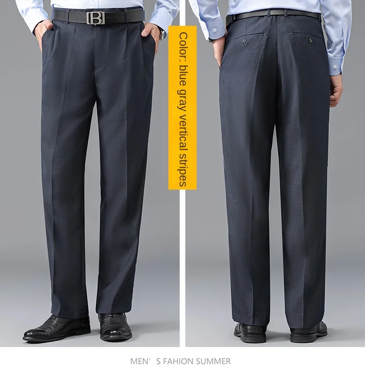 Men's Double Pleated Polyester Business Pants - Image 4