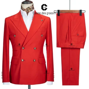Men's Double-Breasted Slim Fit Two-Piece Suit