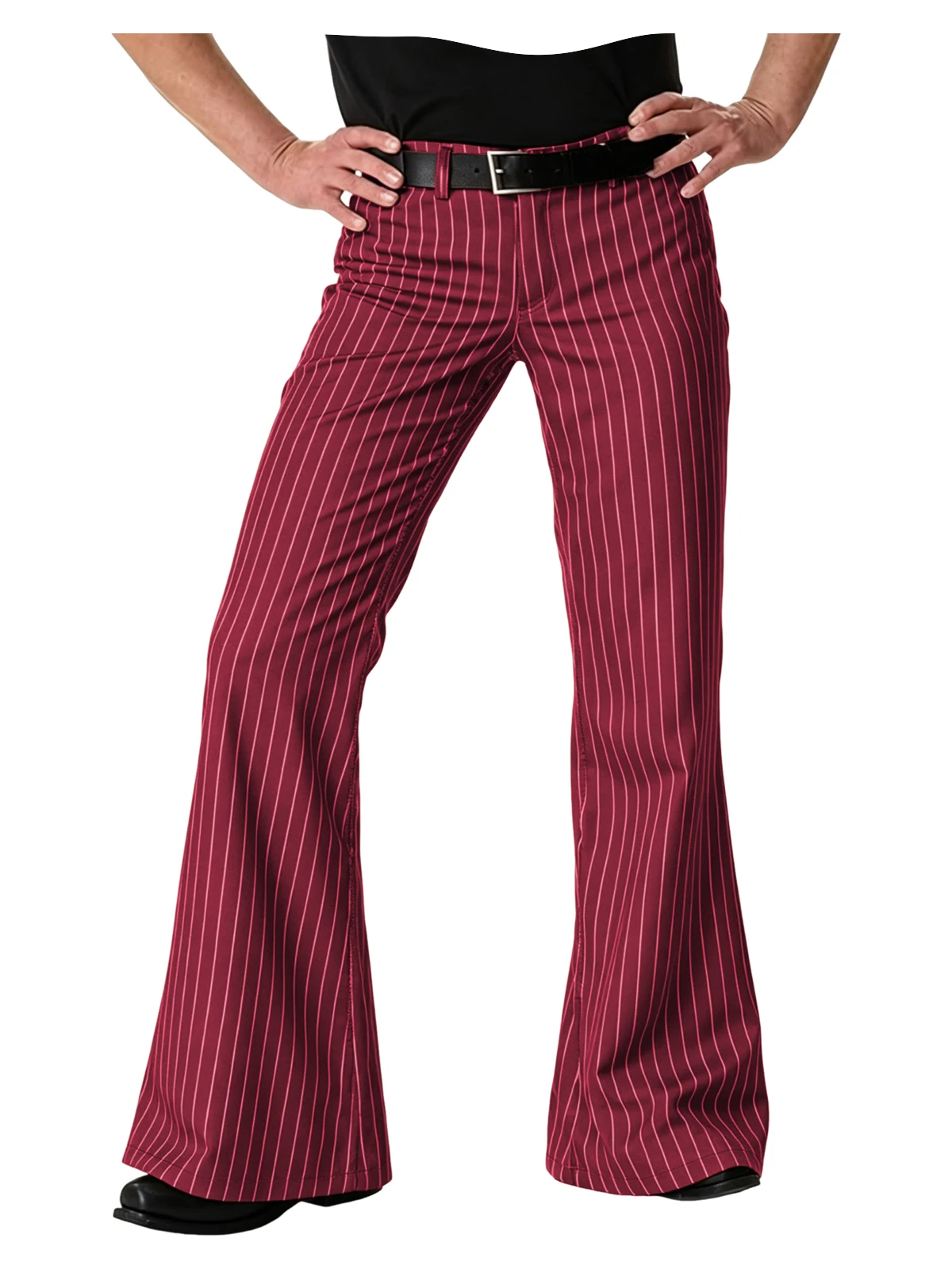 Men's Polyester Pinstripe Flared Pants - Image 20