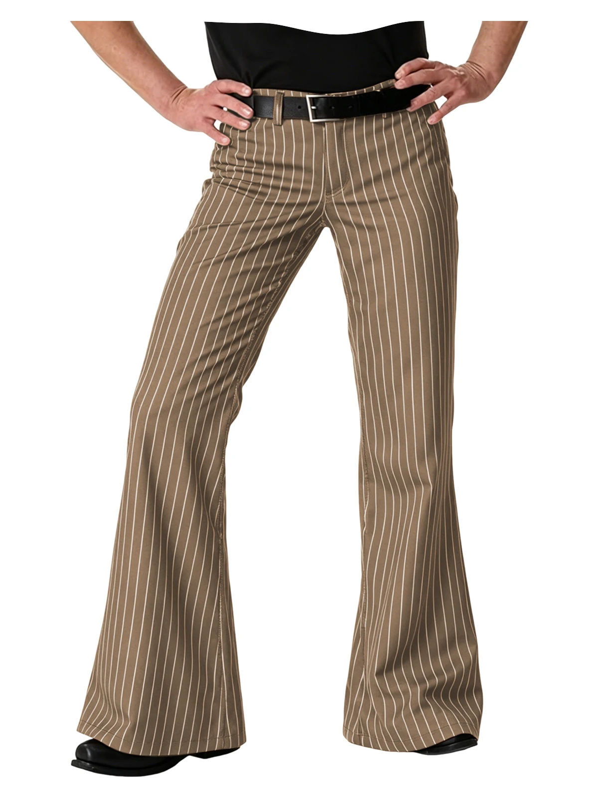 Men's Polyester Pinstripe Flared Pants - Image 13