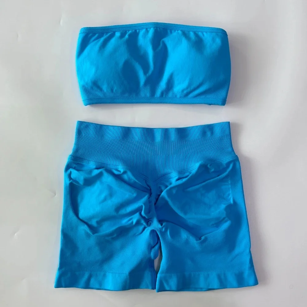 Women's Backless Sports Bra and Shorts Set - view 12