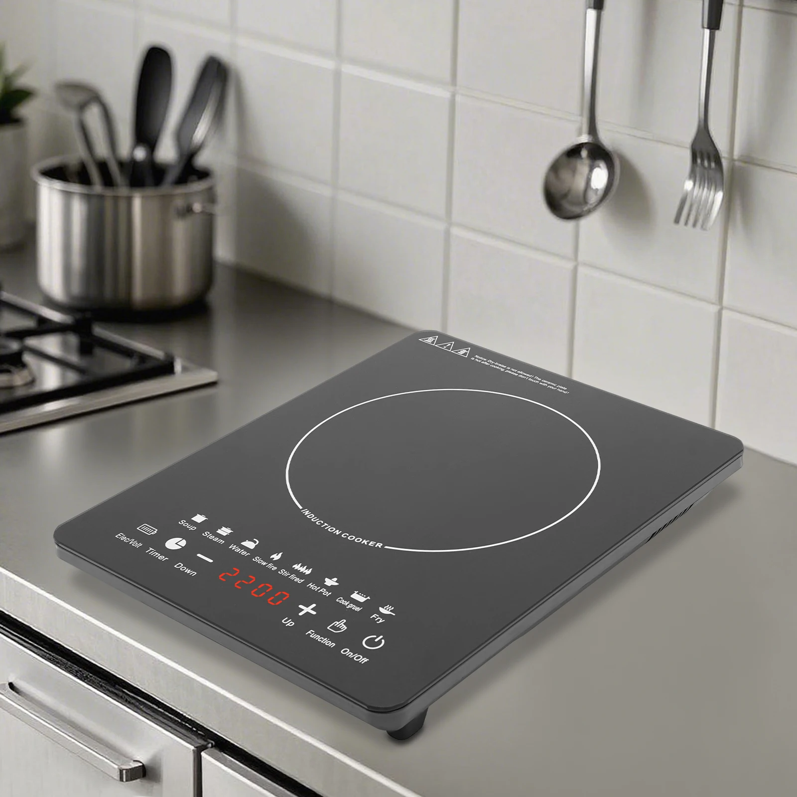 750W Induction Cooktop Glass‑PP Surface, 8 Power Levels, 180‑min Timer